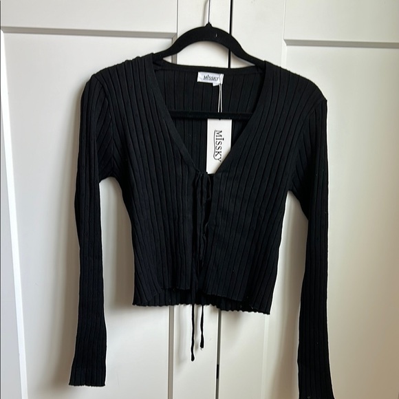 Missy Black Ribbed Cardigan - Picture 1 of 4